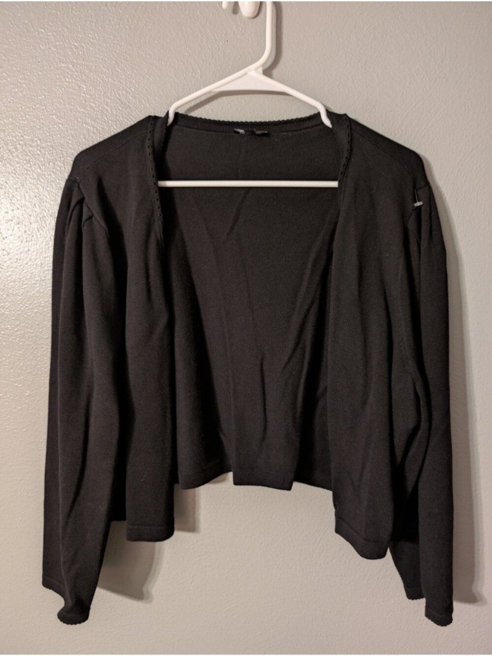 Talbots Women's XL Black Shrug Open Front Cropped Sweater Cardigan Cover Up